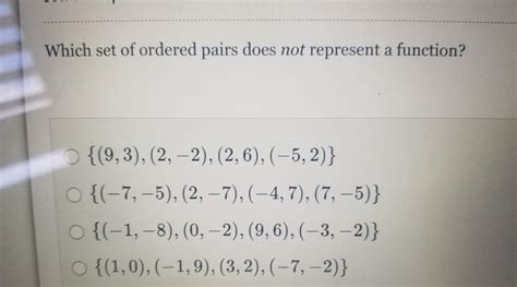 Which Set Of Ordered Pairs Does Not Represent A Function O 93 2