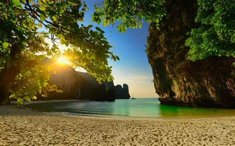 Nature Landscape Beach Thailand Sunset Island Sea Sand Trees