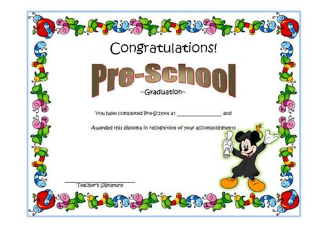 Preschool Graduation Certificate Free Printable 10 Designs Inside Best