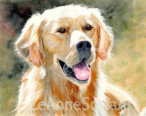 Golden Retriever Light Print From The Original Watercolor By Leanne