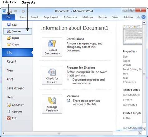 Save Document In Word