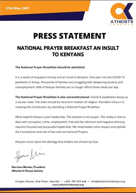 Atheists In Kenya Society On Twitter Press Statement The National
