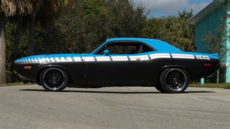 Challenger Resto Mod Petty Blue With One Off Strobe Stripe Hemi With A