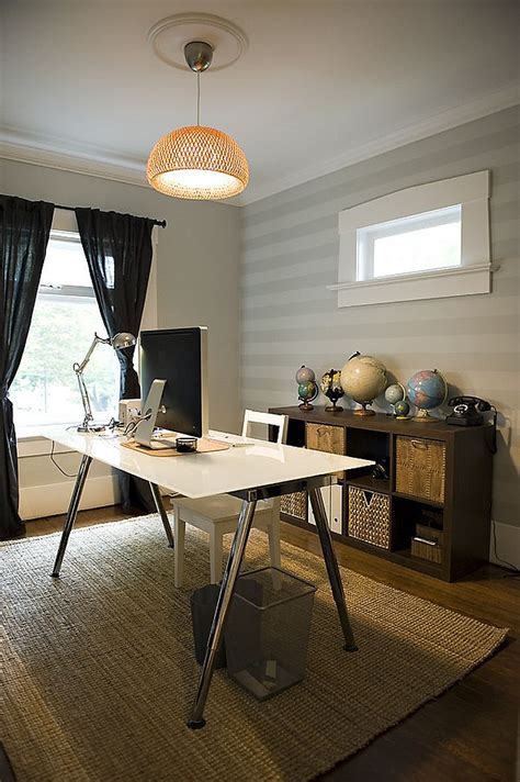 Wallpaper accent wall in home office, installed for haven design & construction. 10 Striped Home Office Accent Wall Ideas, inspirations