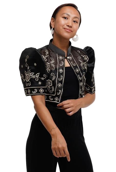 women s silk organza black modern filipiniana bolero ljm001 modern filipiniana dress