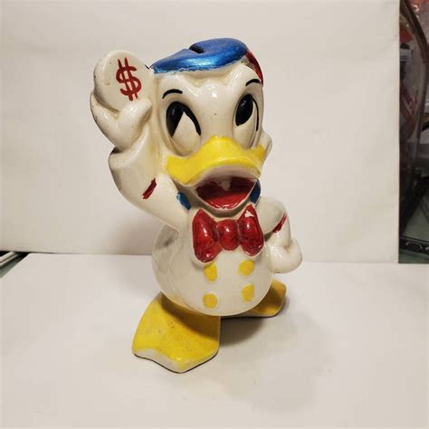 Vintage 1940s Donald Duck Coin Bank Walt Disney Marked Etsy