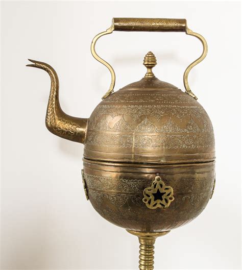 Antique Moroccan Brass Tea Kettle Pot On Stand For Sale At 1stdibs