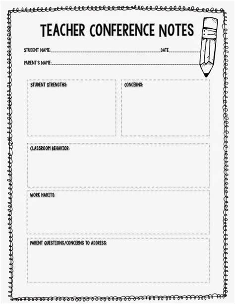 Free Printable Parent Teacher Conference Forms Printable Templates