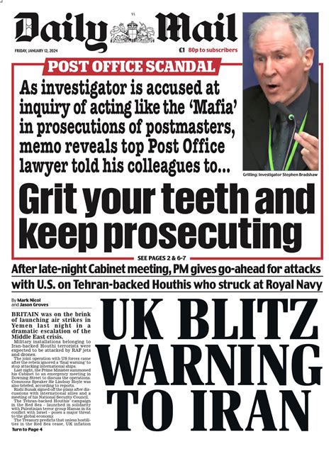 Daily Mail Front Page 12th Of January 2024 Tomorrows Papers Today