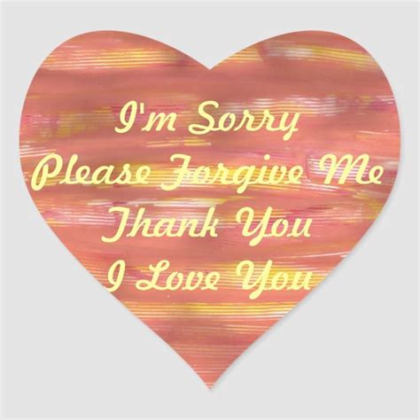Im Sorry Please Forgive Me Thank You I Love You Heart Sticker Zazzle