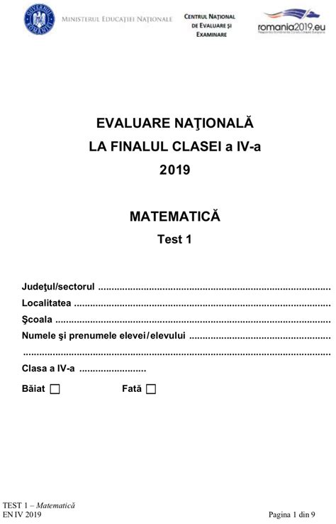 Evaluare Nationala 2021 Matematica Clasa 2 Teste De Parcurs Pentru