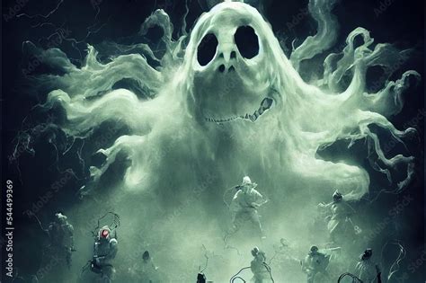 Ghostbusters Scary White Spirits Flying Spooky Face Horror Mysterious