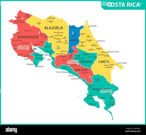 La Carte Détaillée Du Costa Rica Avec Les Régions Ou états Division