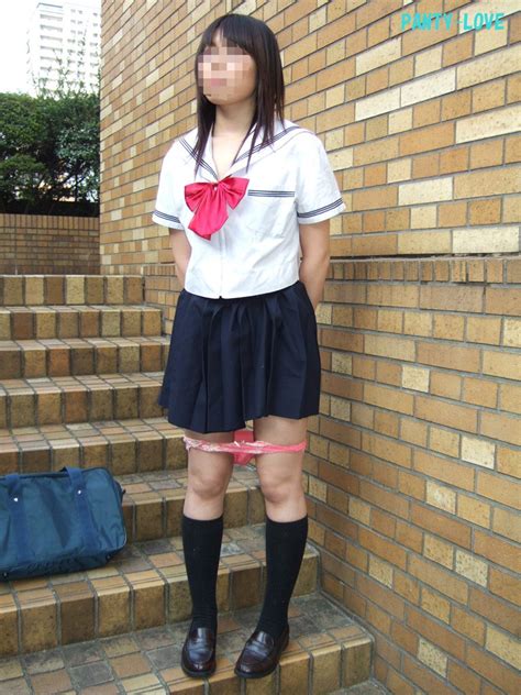 Japanese Student Shows Panties Outdoor