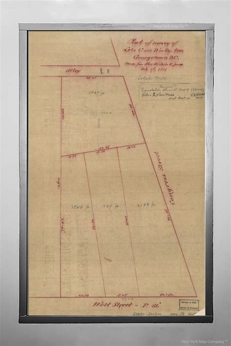 1886 Map Plat Of Survey Of Lots C And D In Sq 100 Georgetown Dc
