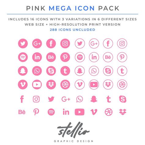 The icons are crafted based on the core design principles and metrics of material design guideline. Social Media Icon Set, Pink, Baby Pink, Social Media ...