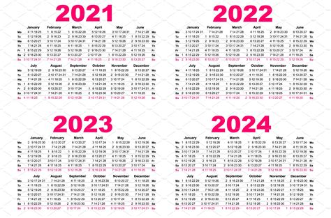 2021 2022 2023 2024 Calendar 2022 2024 Three Year Calendar Free Unamed