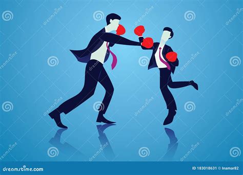 Business Competition Concept Two Businessmen Doing Boxing Fight Stock