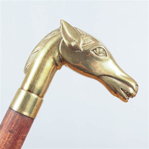 Walking Stick Brass Handle That Separates Into 3 Parts Horse Head