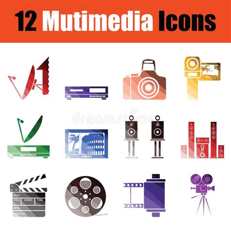 Multimedia Icon Set Stock Vector Illustration Of Orange 123560164