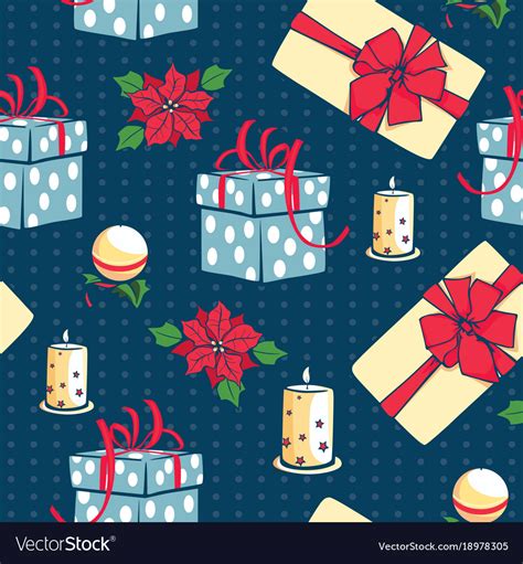 Blue Christmas Ts Boxes And Candles Royalty Free Vector