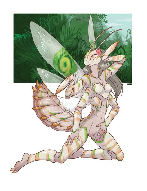 Rule 34 Breasts Female Flower Mantis Iggi Insects Kneeling Looking At