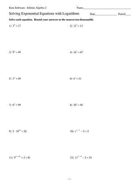 Exponential Equation Worksheet With Answers Equations Worksheets