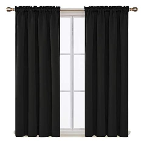 Deconovo Black Blackout Curtains Rod Pocket Curtain Panels Room