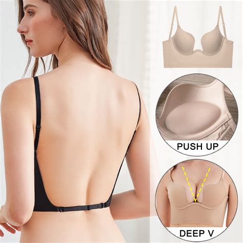 Sexy Sexy Push Up Bra Sem Costas Baixo Corte Mergulho Suti Aberto Volta Casamento Roupa