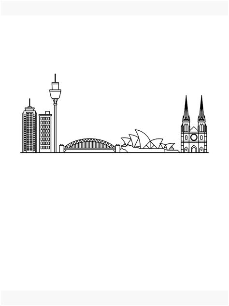 Sydney Skyline In Black With Details Poster For Sale By Mesyo Redbubble