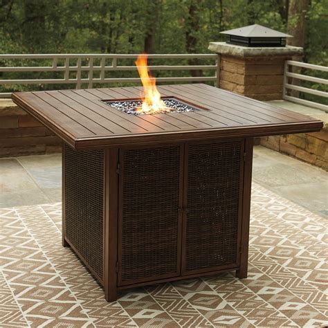 Signature Design By Ashley Paradise Trail Square Bar Table With Fire Pit Royal Furniture