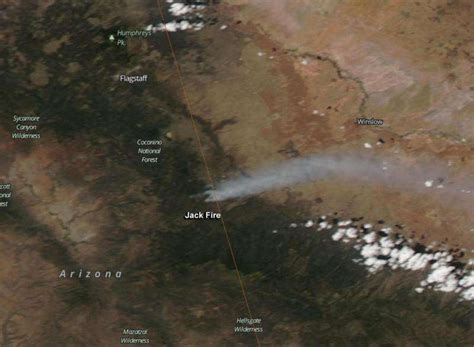 Image Nasa Satellite Sees Smoke Streaming From Arizonas Jack Fire