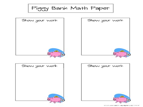 Piggy Bank Math Paper Worksheet For 2nd 4th Grade Lesson Planet
