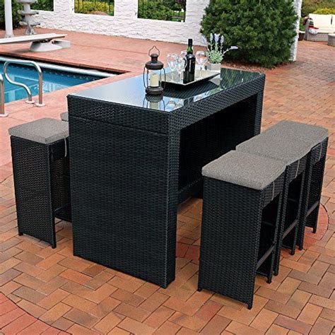 Sunnydaze Mombasa Wicker Rattan 7 Piece Outdoor Patio Bar Set With