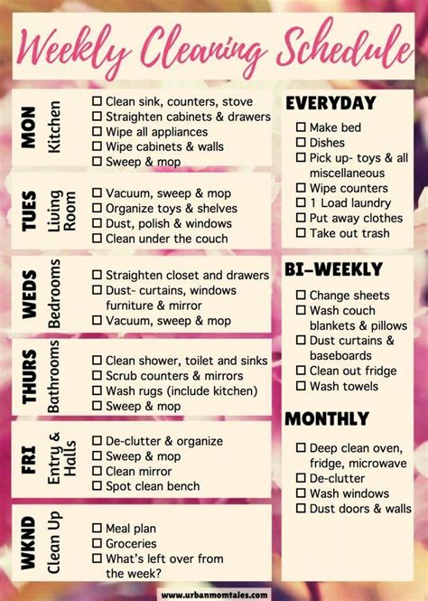 Weekly Cleaning Schedule Printable Free Weekly Cleaning Cleaning