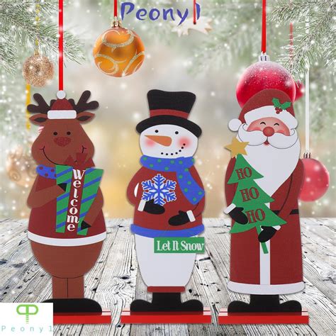 Peny Event And Party Wooden Pendants Snowman Xmas Decor Christmas