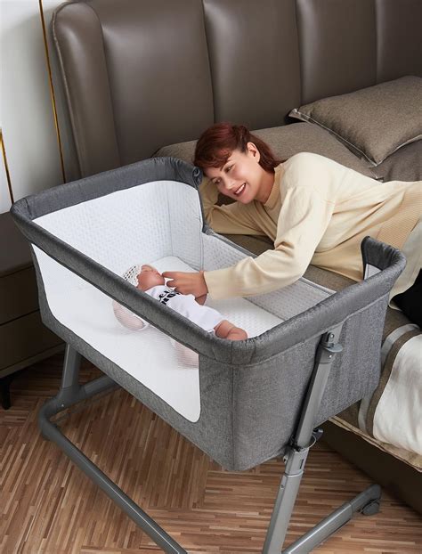 Pamo Babe Baby Bedside Bassinet Crib Adjustable Portable