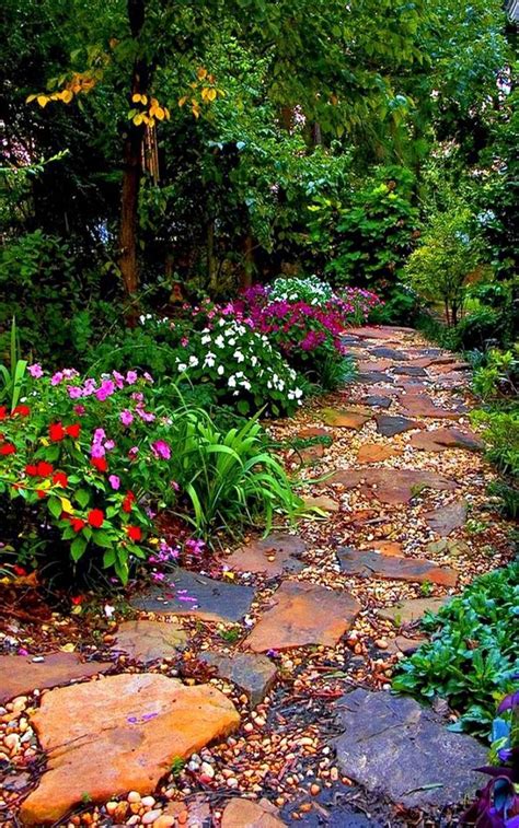 Best Beautiful Stone Path Around Flowers Ideas Walkway Landscaping Landscape Design Garden