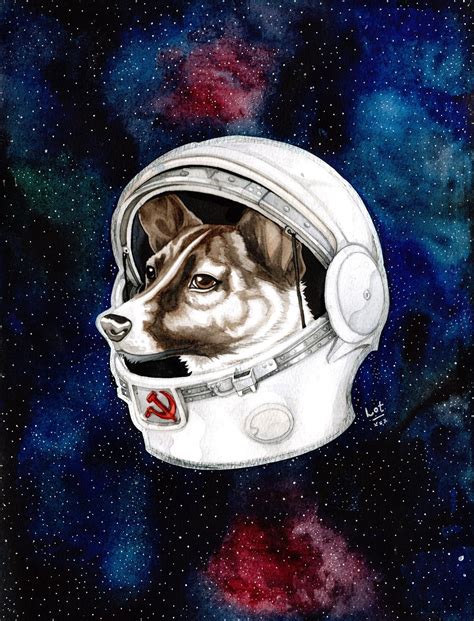 Laika Dog Astronaut Space Puppy Watercolor Limited Edition Etsy Artofit