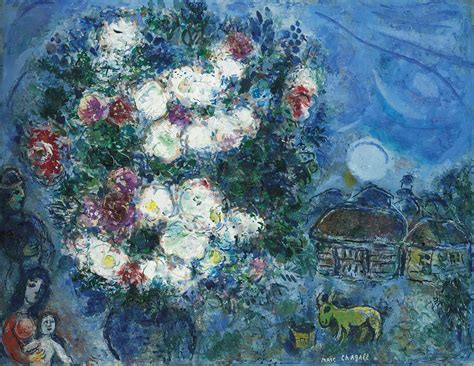 Florists began arriving around 4 a.m. Marc Chagall (1887-1985) , Bouquet dans la campagne ...