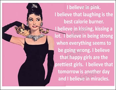 Audrey Hepburn I Believe In Pink Quote 4x6 5x7 By Smittensdesigns
