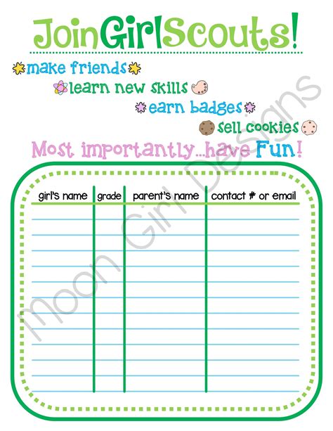girl scout troop recruitment flyer sign up join printable pdf etsy