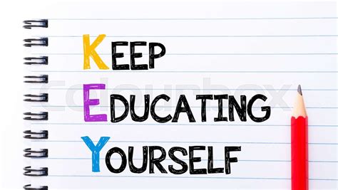 Key As Keep Educating Yourself Text Stock Image Colourbox