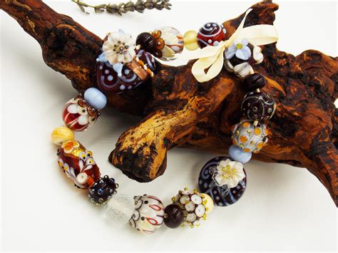 Glass Beads Handmade Lampwork Bead Set For Jewelry Brown Etsy