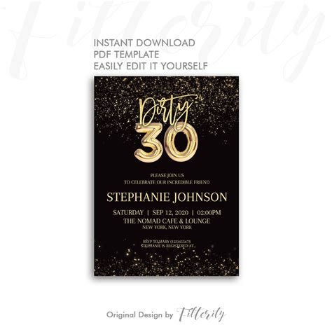 30th Birthday Party Invitations Birthday Invitations Etsy Hong Kong