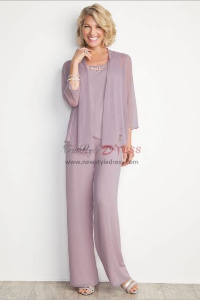 New Arrival Mother Of The Bride Pant Suit Chiffon 3pc Trousers Outfit