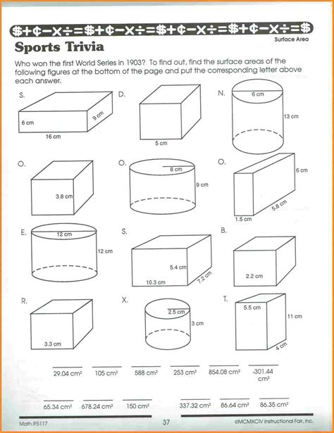 Surface Area With Nets Worksheet Pdf