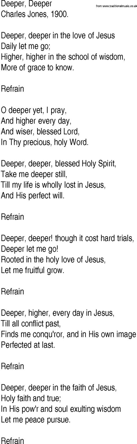 Deeper Deeper In The Love Of Jesus Hymn Lyrics Lyricswalls
