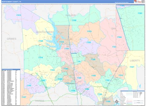 Wall Maps Of Montgomery County Texas