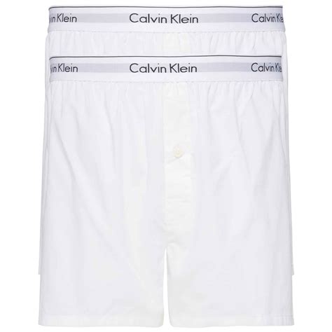 Calvin Klein Modern Cotton Slim Fit Woven Boxer 2 Pack White